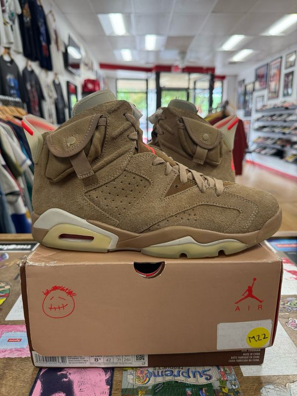 Pre Owned Jordan 6 Retro Travis Scott British Khaki Size 8.5