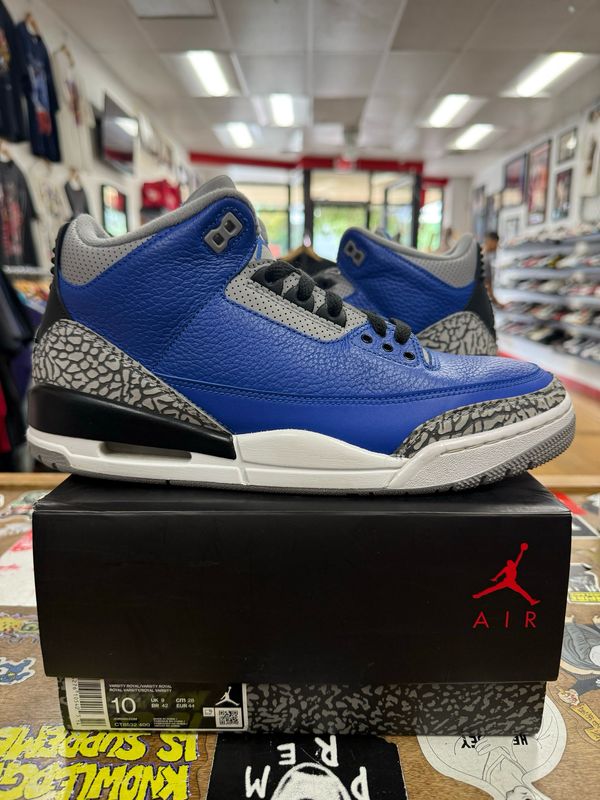 Pre Owned Jordan 3 Retro Varsity Royal Cement Size 10