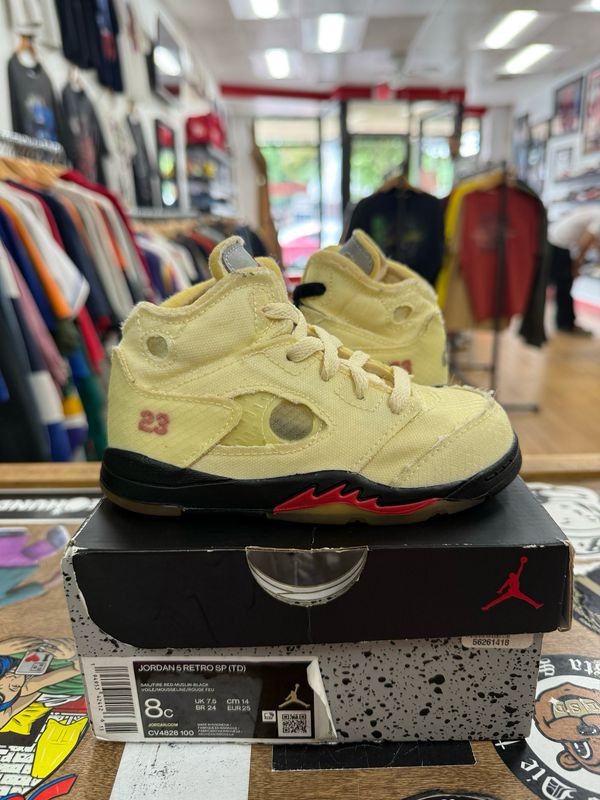 Pre Owned Jordan 5 Retro Off-White Sail (TD) Size 8C