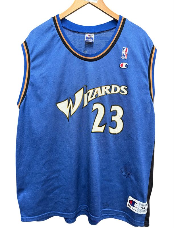 90's Wizards Jordan Champion Jersey (FLAW) Size 44