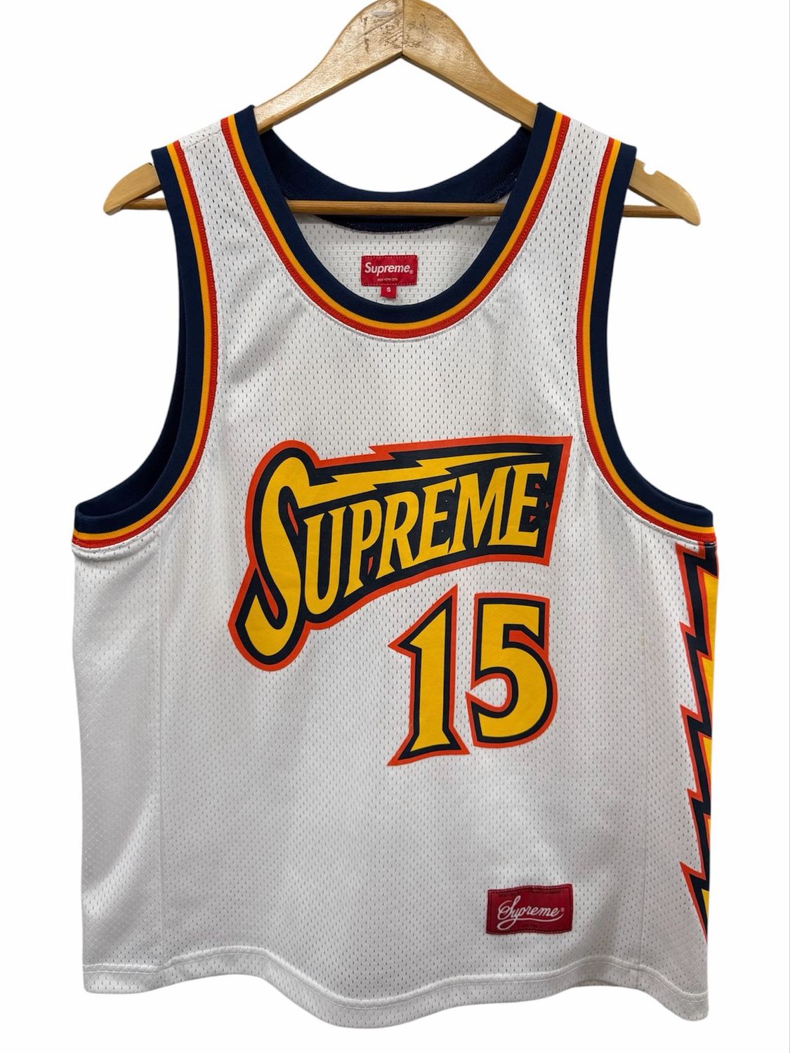 Supreme Bolt Basketball Jersey White Size Small (Lightly Worn)