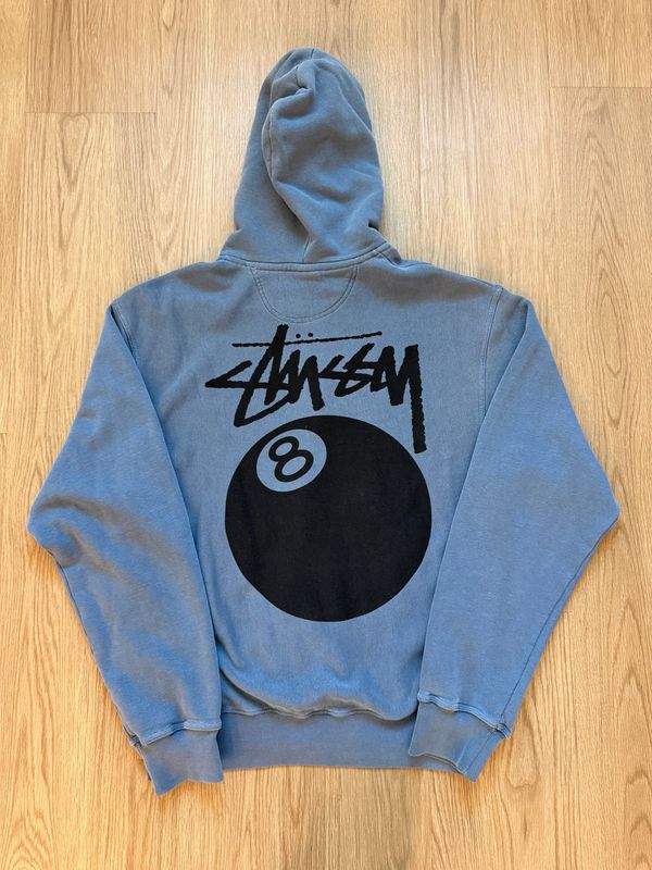 Stussy 8 Ball Pigment Dyed Zip-Up Hoodie Size XL