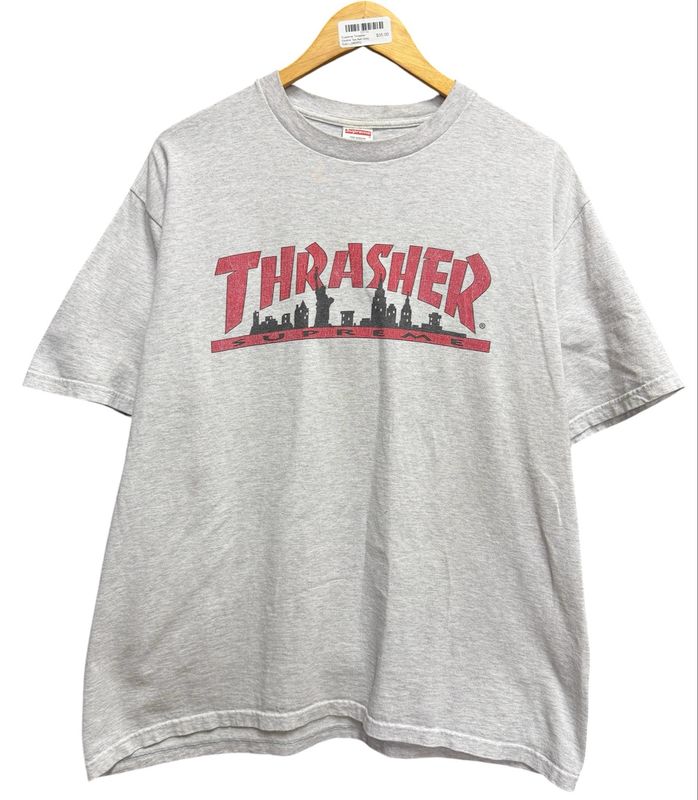 Supreme Thrasher Skyline Tee Ash Grey Size L (WORN)