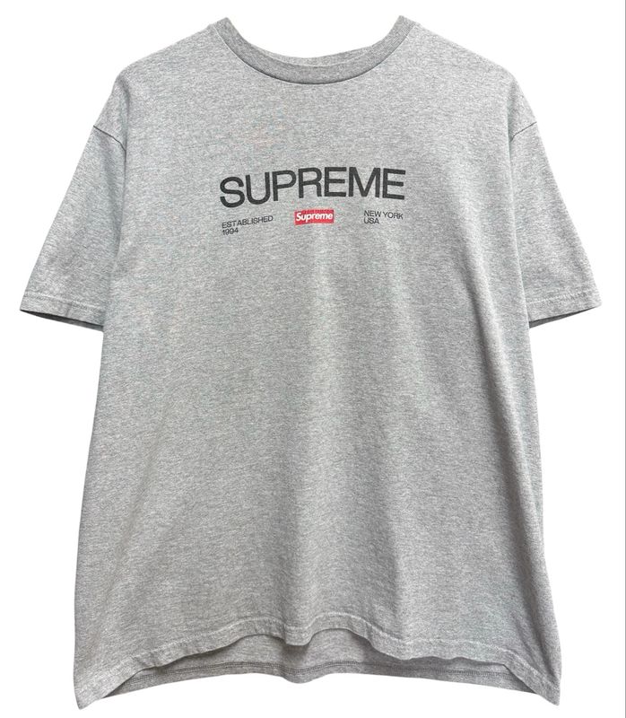 Pre Owned Supreme Est. 1994 Tee Heather Grey Size L FW21