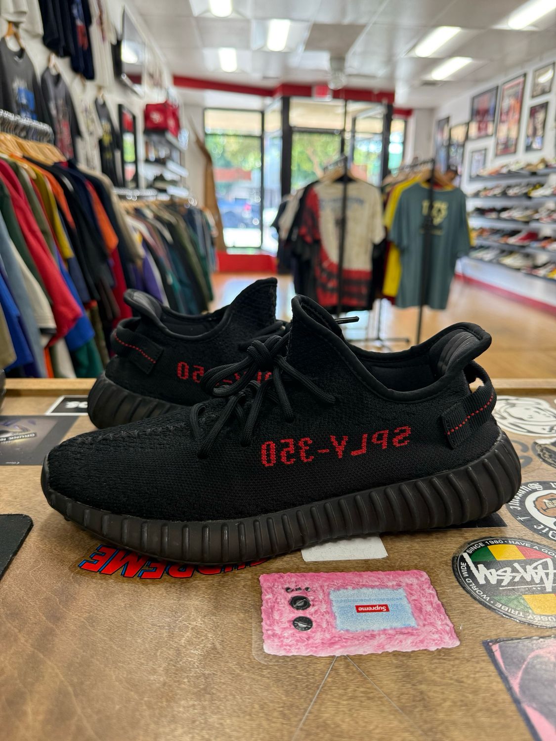Pre Owned adidas Yeezy Boost 350 V2 Black Red Size 9.5 *NO BOX*