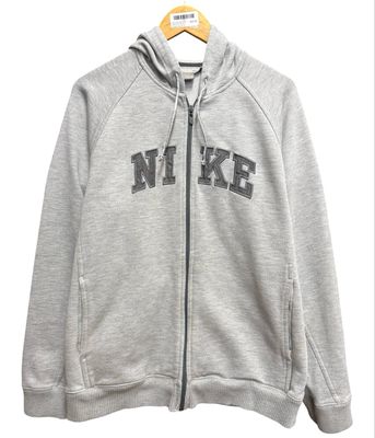 Early 00s Grey Nike Spell Out Full Zip Hoodie Size S