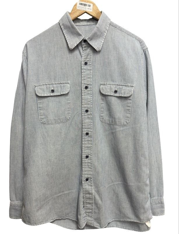 Vtg 90s Pinstipe Long Sleeve Button Up Size XL (Over Size Fit)