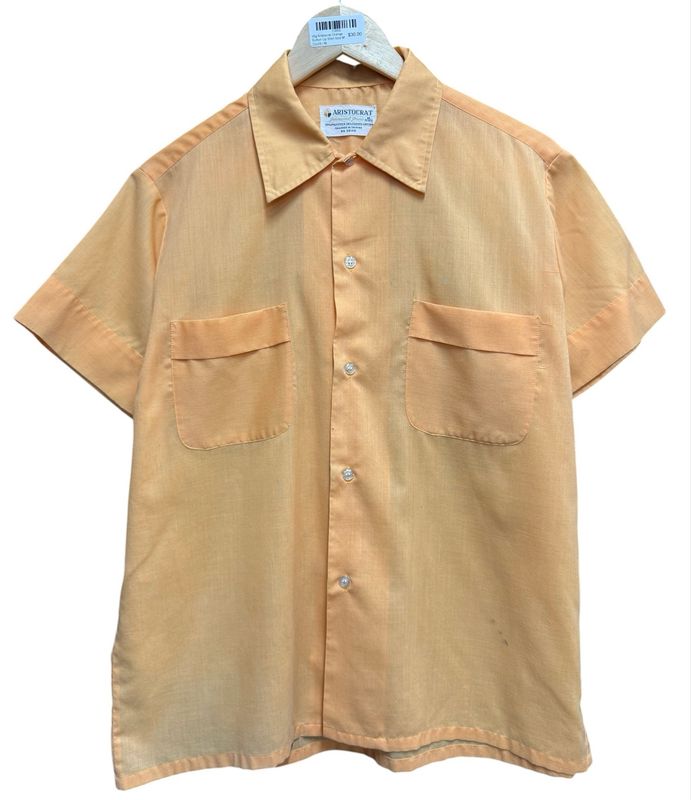 Vtg Aristocrat Orange Button Up Shirt Size M 22x28
