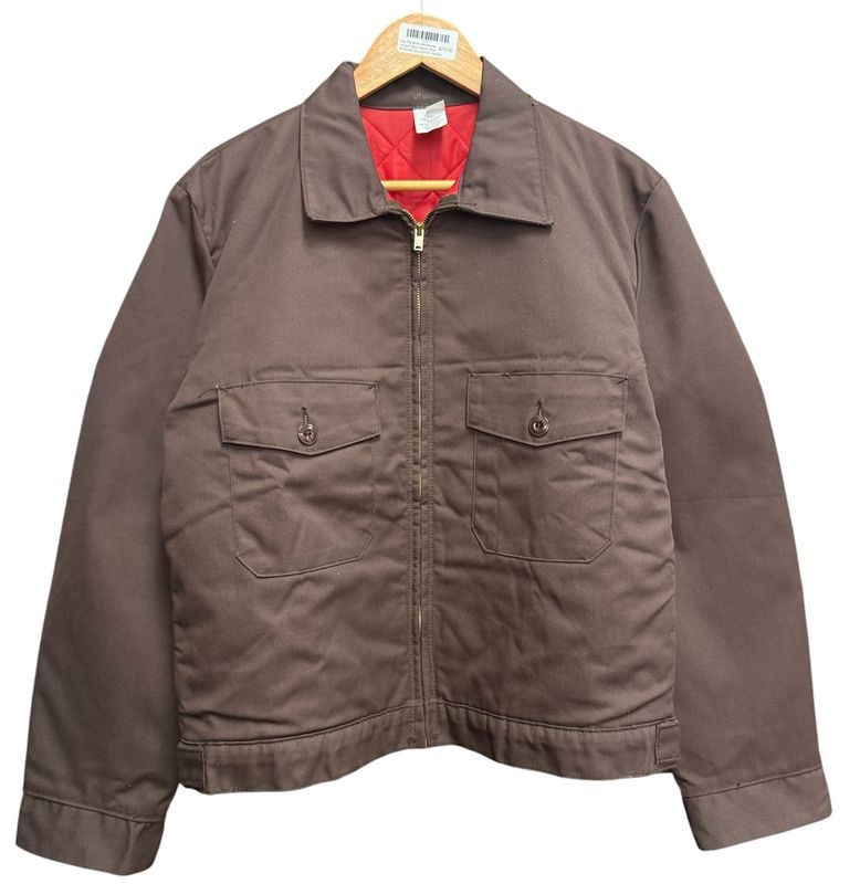 Vtg 70s Mens Workwear Jacket Scovill Zipper Size M Brown NEW