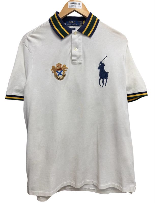 Early 00s White Polo Ralph Lauren Big Pony Crest Polo Size M