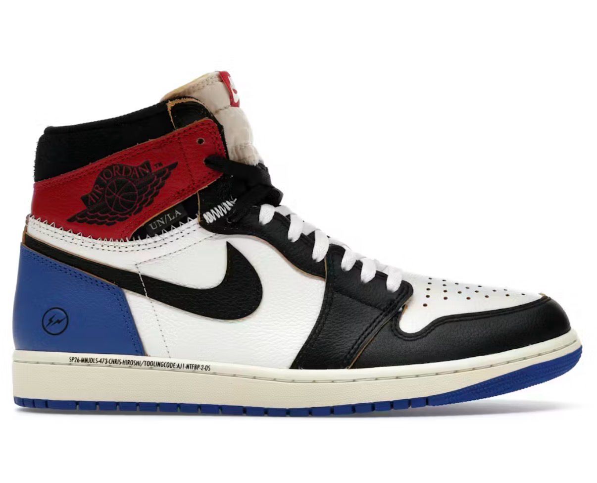 Jordan 1 Retro High OG SP Fragment x Union LA Varsity Red Sport Royal Size 10 (NEW)