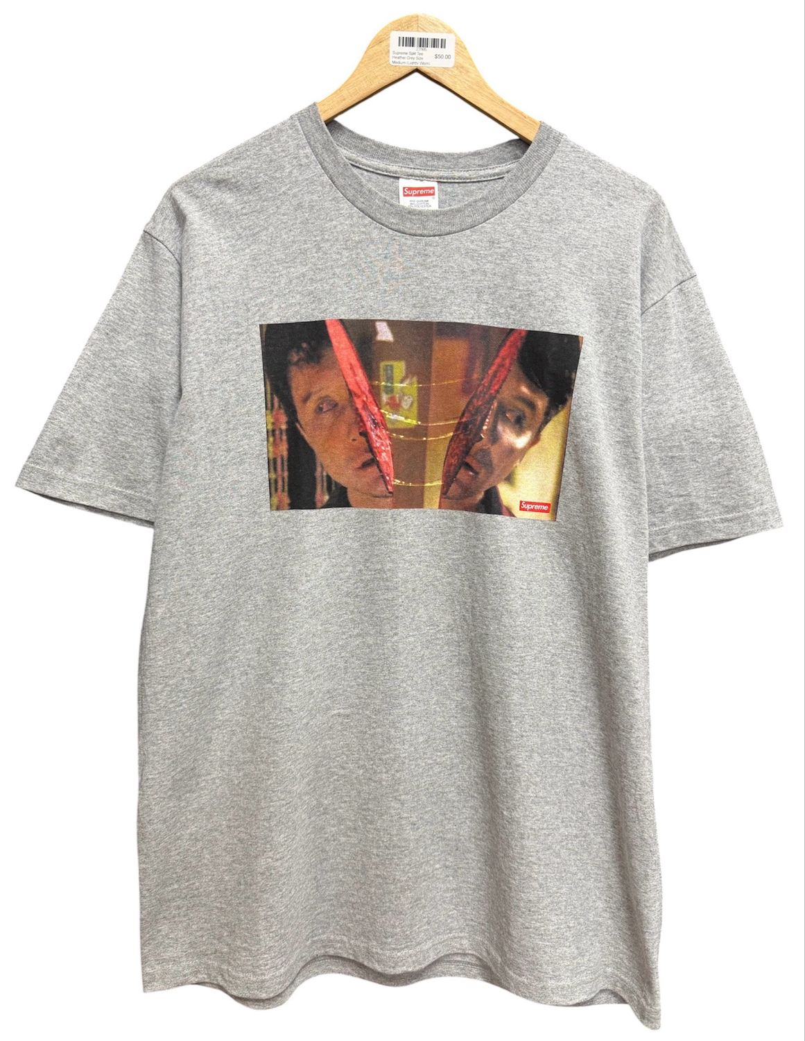 Supreme Split Tee Heather Grey Size Medium (Lightly Worn)