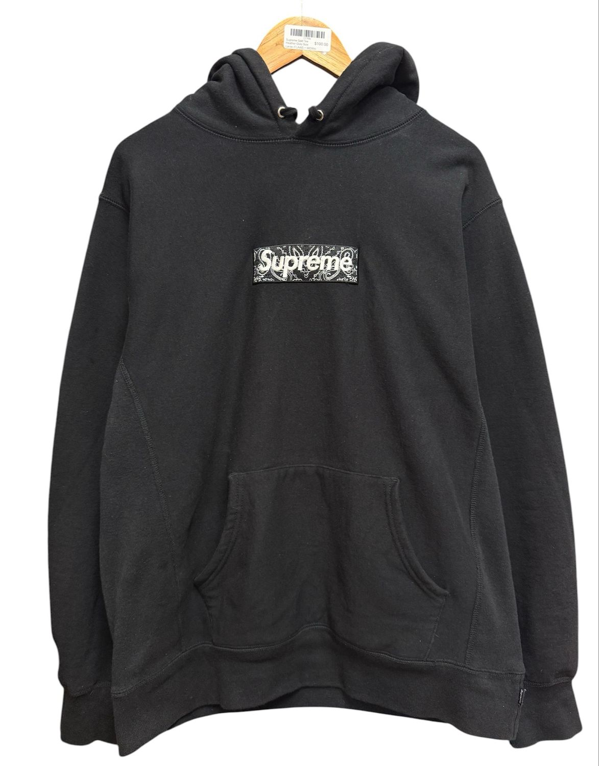 Supreme Bandana Box Logo Hooded Sweatshirt Size Large (FLAWS + WORN)
