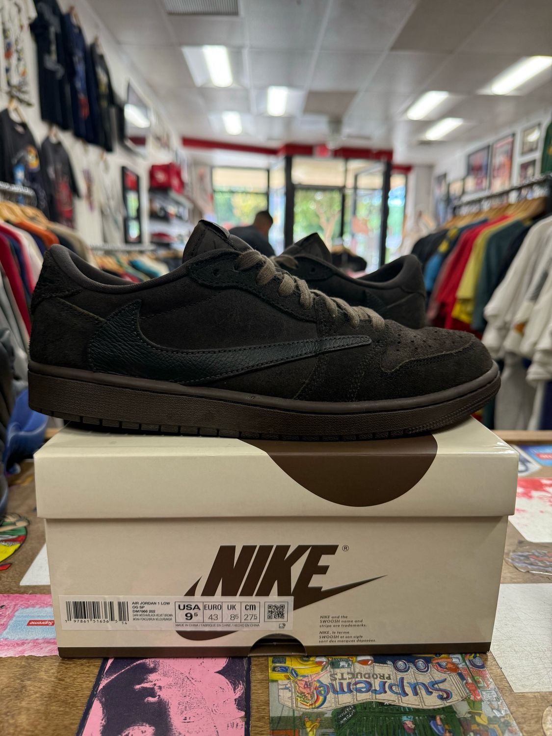 Pre Owned Jordan 1 Retro Low OG SP Travis Scott Velvet Brown Size 9.5