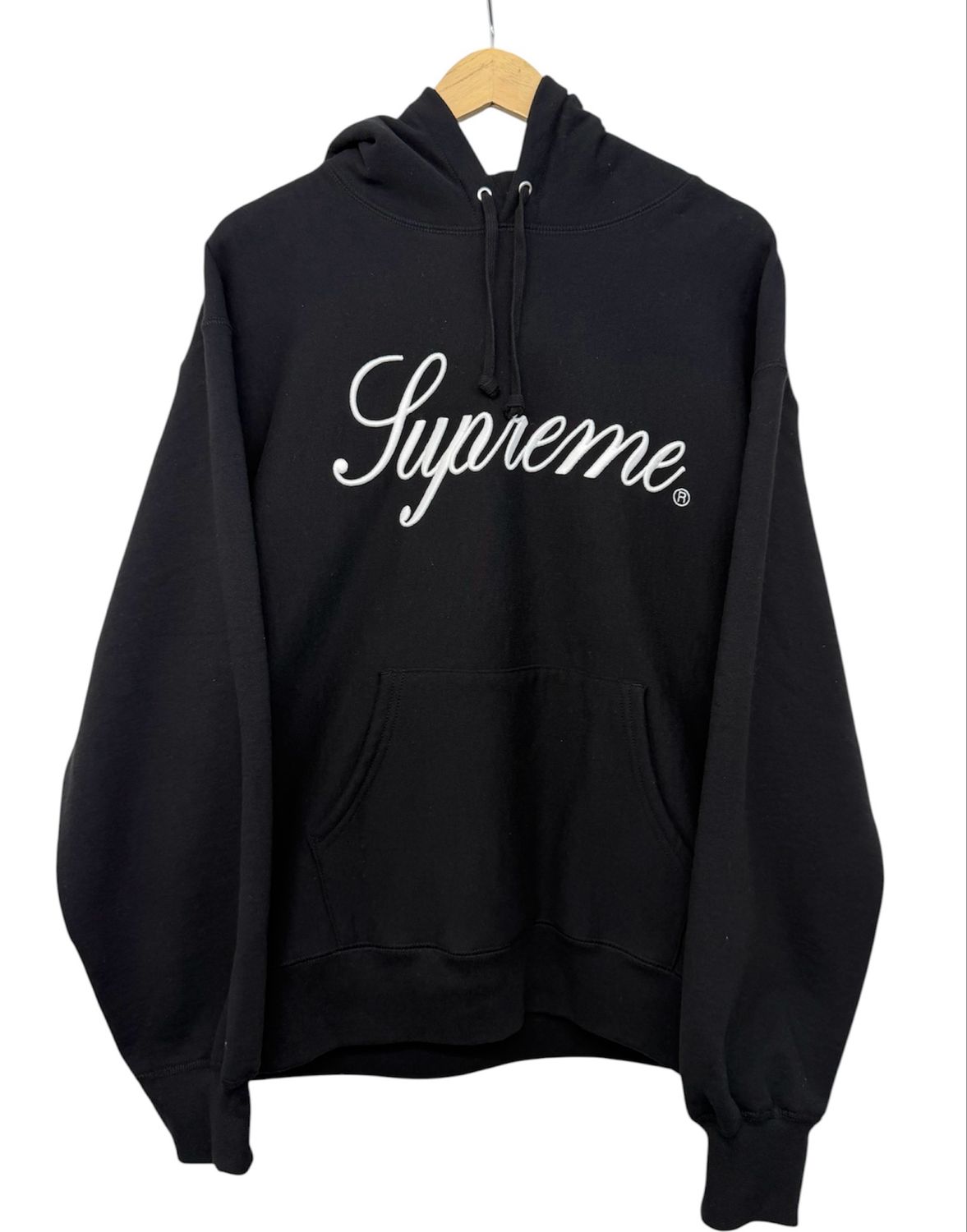 Supreme Embroidered Script Hooded Sweatshirt Black Size Large