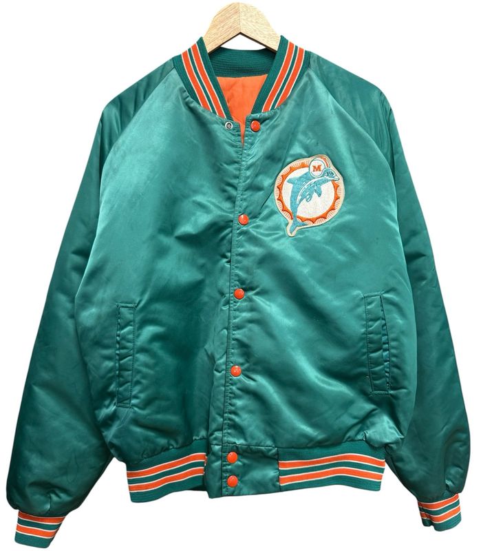 Vtg 80s Satin Miami Dolphins Jacket Size XL 25x27