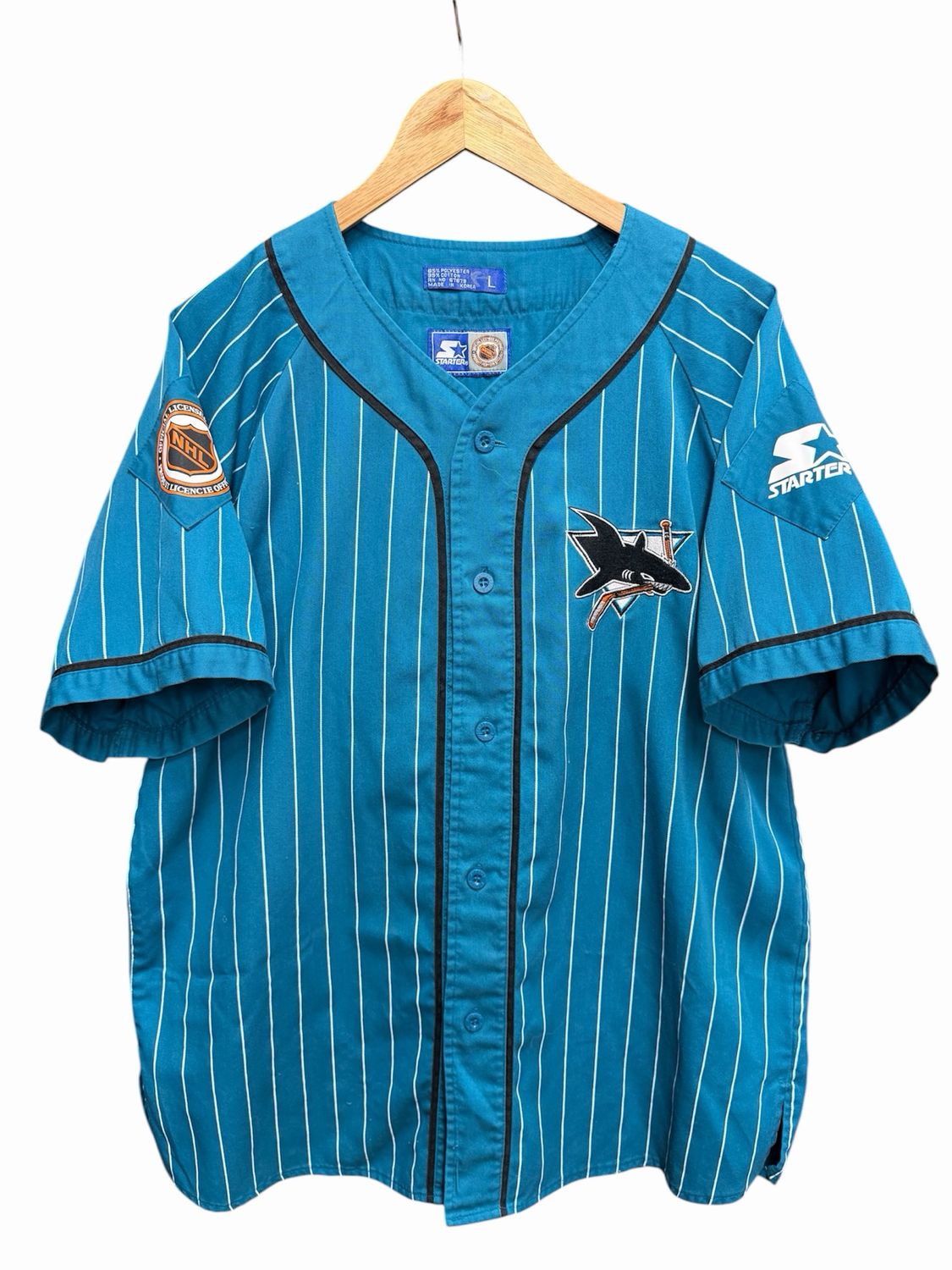 Vintage 90's San Jose Sharks Starter Baseball Jersey Size L