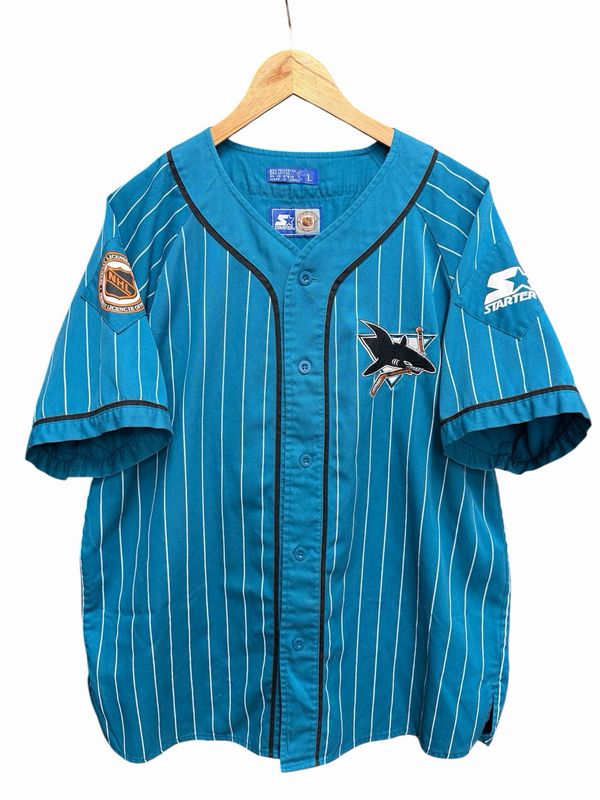 Vintage 90's San Jose Sharks Starter Baseball Jersey Size L