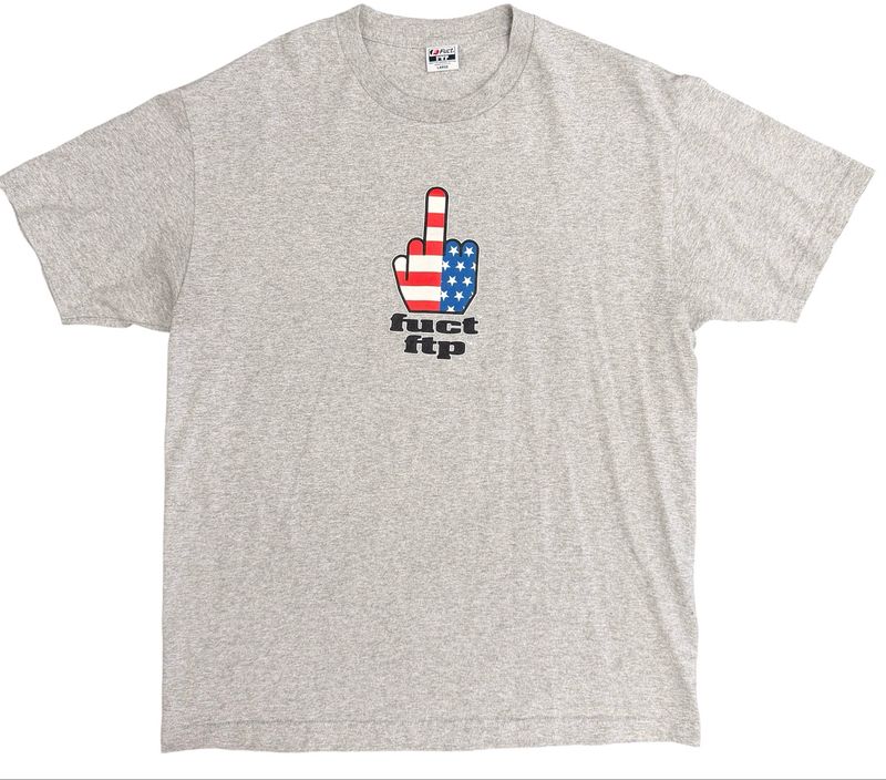 Pre Owned FTP x FUCT FTW Finger Tee Heather Grey Size L