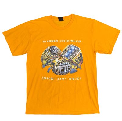 Pre Owned HUF x FTP 3 Peat T-shirt Gold Size L
