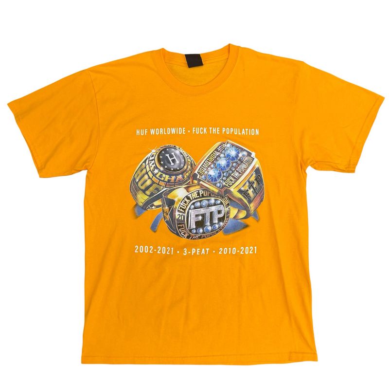 Pre Owned HUF x FTP 3 Peat T-shirt Gold Size L