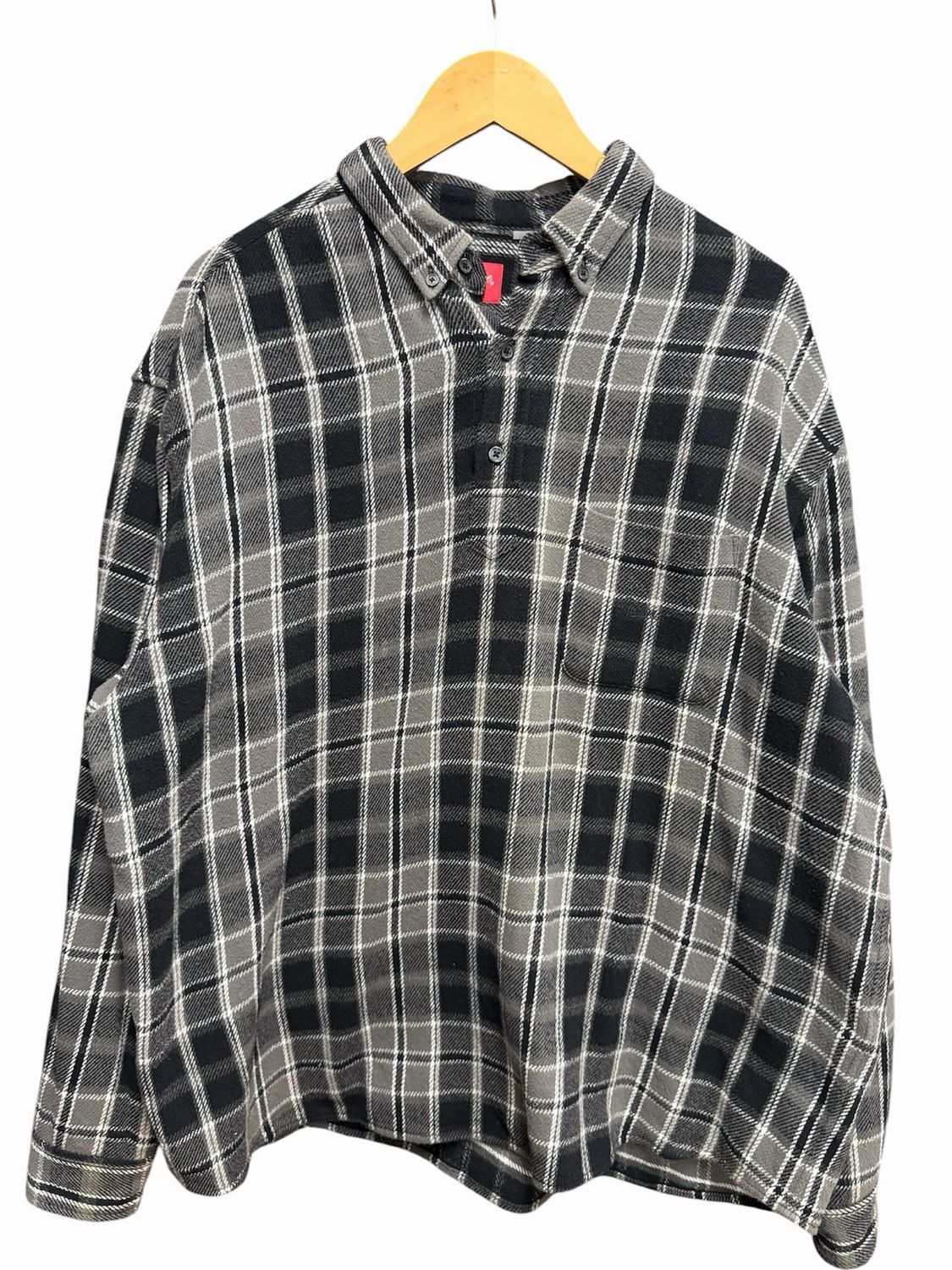 Pre Owned Supreme Pullover Plaid Flannel Shirt Black Size L