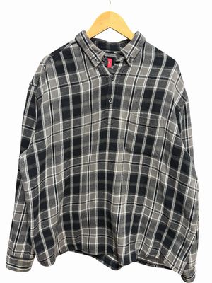 Pre Owned Supreme Pullover Plaid Flannel Shirt Black Size L