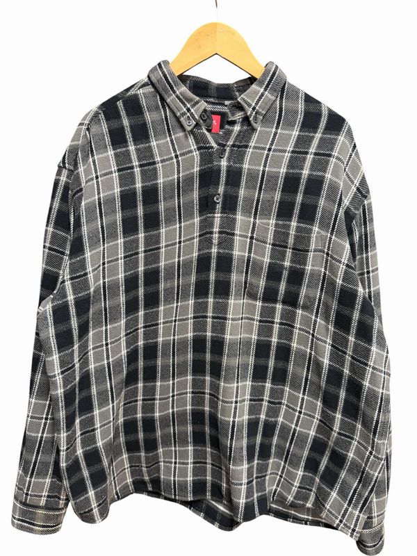 Pre Owned Supreme Pullover Plaid Flannel Shirt Black Size L