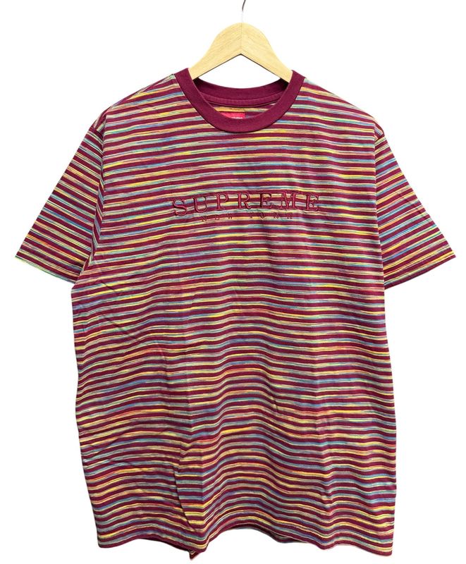 Pre Owned Supreme Static Stripe Top Burgundy Size L