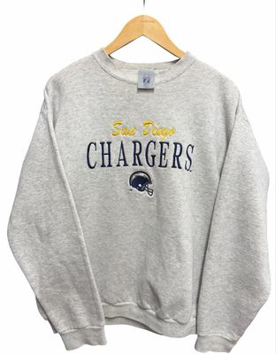 Vtg Chargers Crewneck Heather Grey Size L