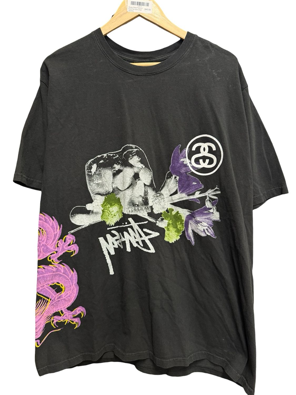 Stussy Strike Pigment Dyed Tee Size Large (WORN)
