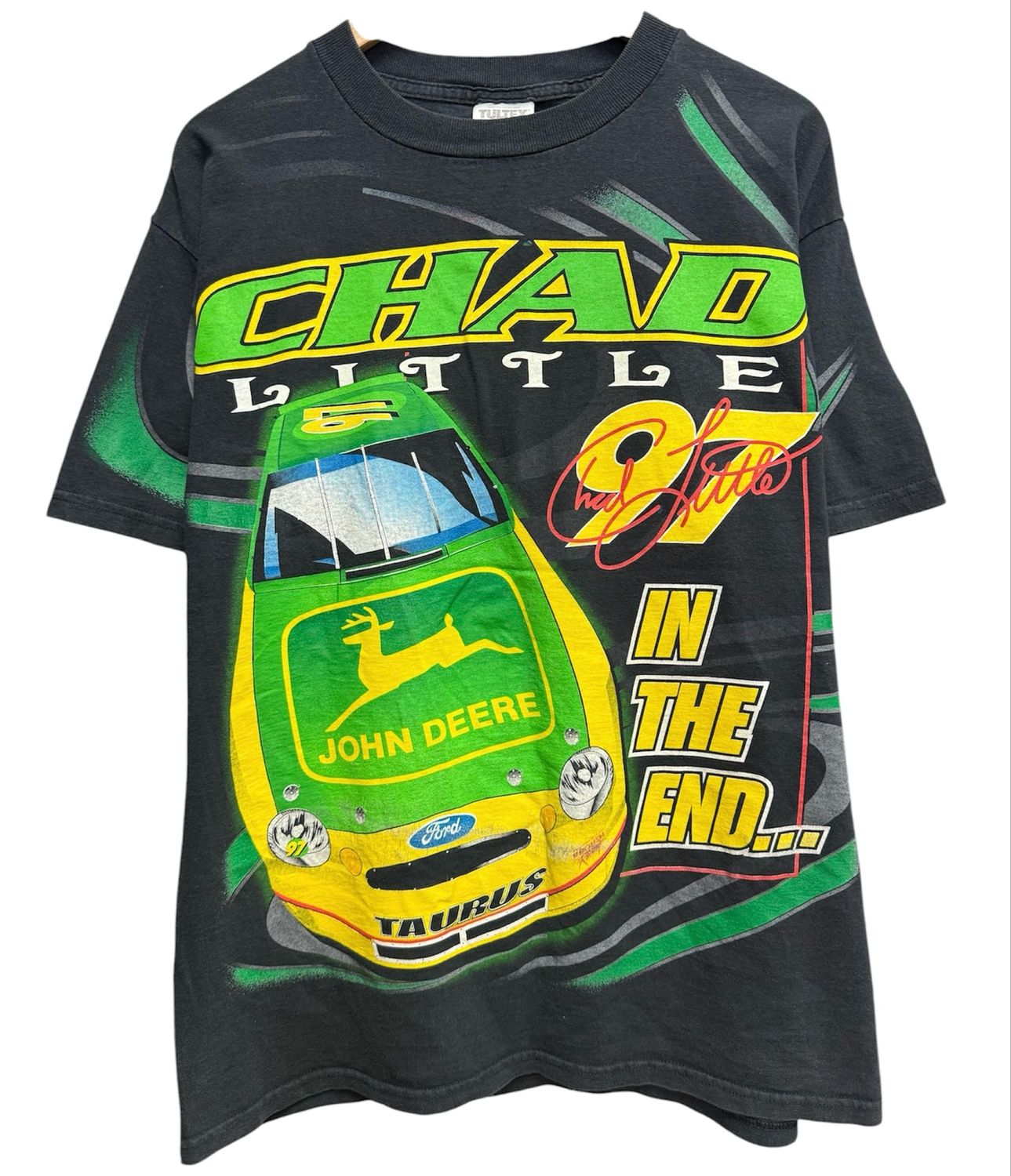 Vtg Chad Little "In The End One Man Stands Alone" Nascar Tee L