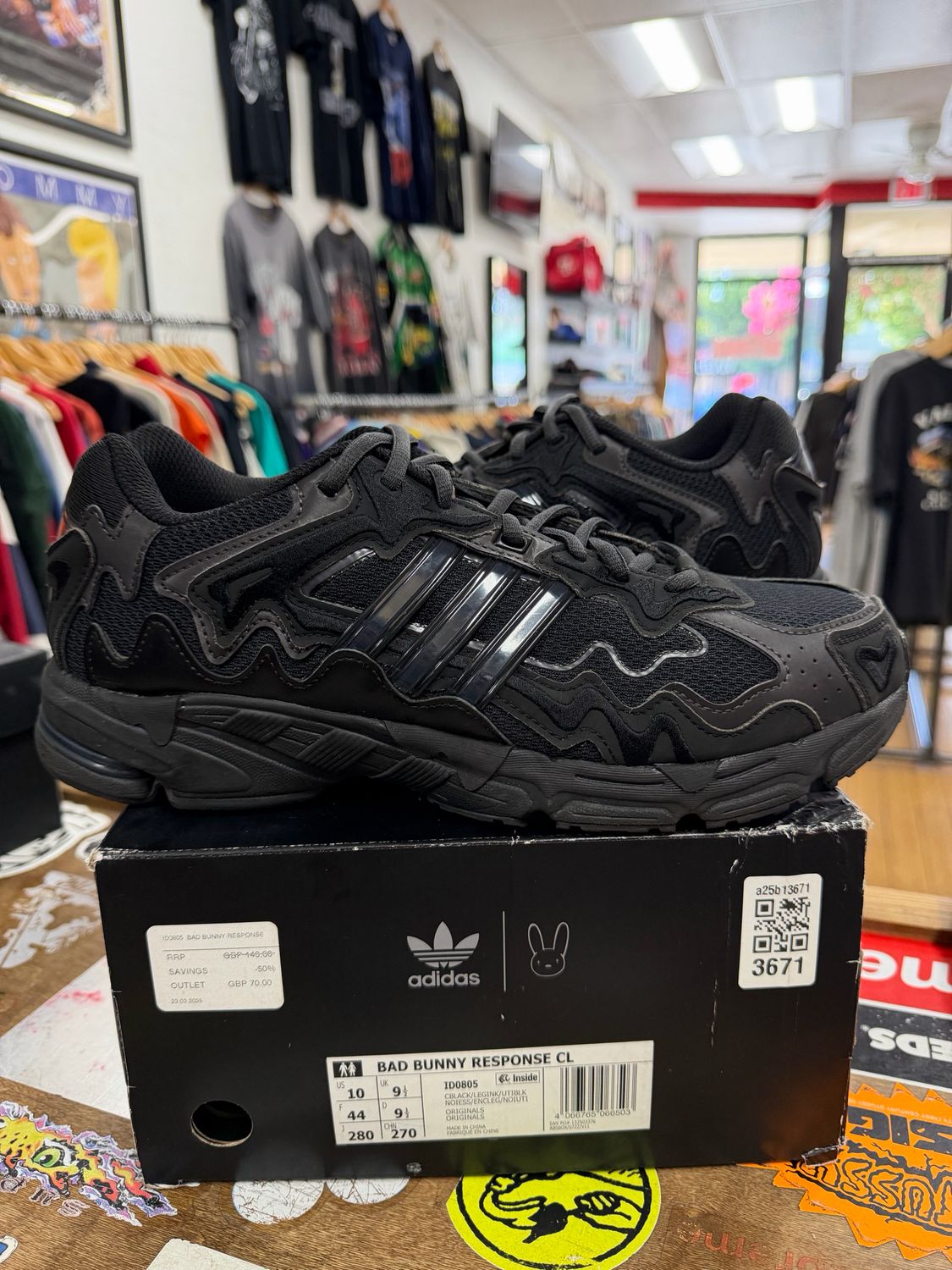 adidas Response CL Bad Bunny Triple Black Size 10 (WORN)
