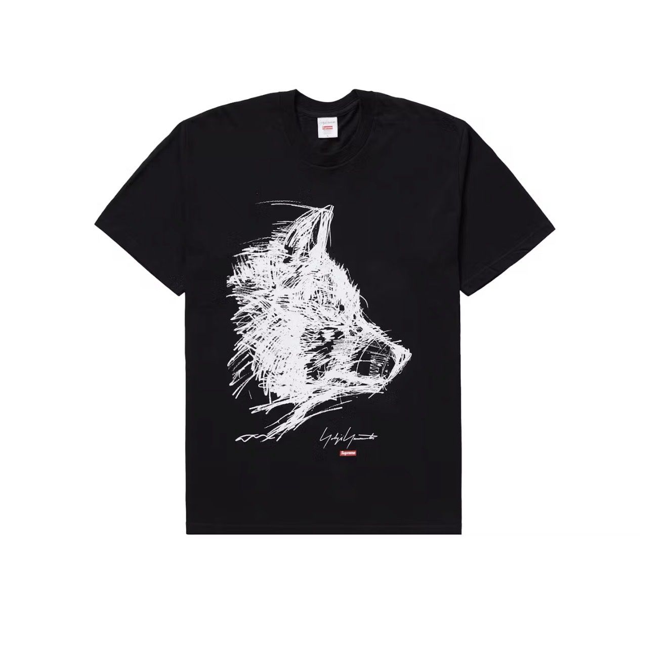Supreme Yohji Yamamoto Scribble Wolf Tee Black Size Large