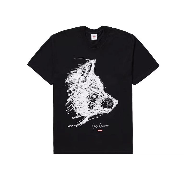 Supreme Yohji Yamamoto Scribble Wolf Tee Black Size Large