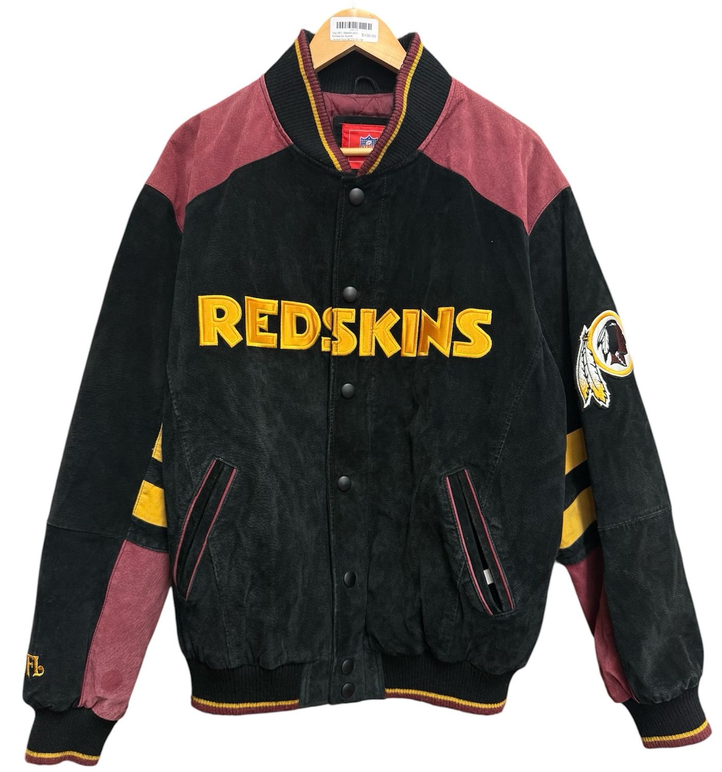 Vtg NFL Washington Redskins Suede Jacket Size M 25x30