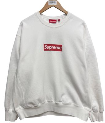 Supreme Washed Box Logo Crewneck White Size Large (WORN)