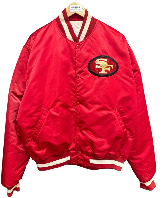 Vintage Pro Line Starter 49ners Red &amp; Gold Satin Jacket Size XL 26x28