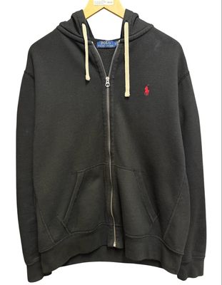 Pre Owned Polo Ralph Lauren Red Pony Hooded Zip Up Size L