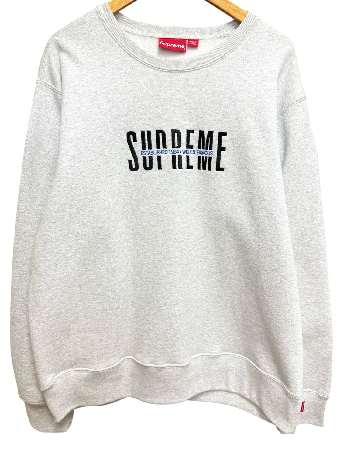 Pre Owned Supreme World Famous Crewneck Ash Grey Size L