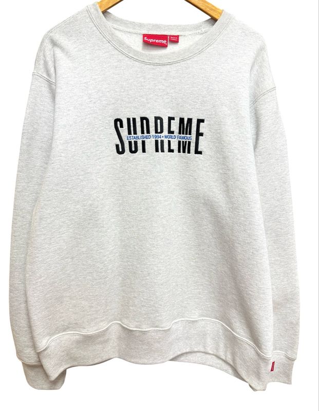 Pre Owned Supreme World Famous Crewneck Ash Grey Size L