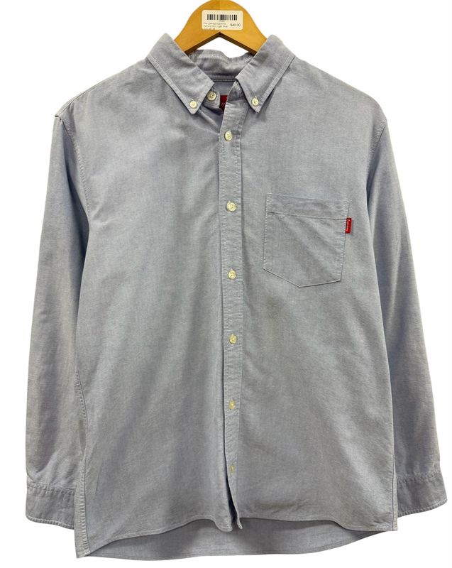 Pre Owned Supreme Oxford Shirt Light Blue Size M