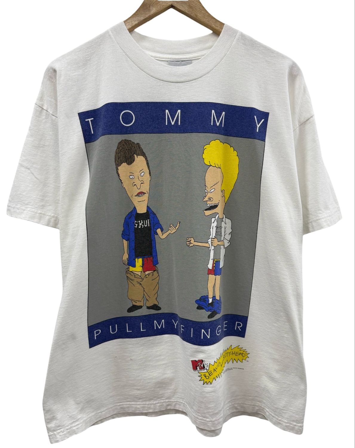 Vtg Stanley Desantis Beavis &amp; Butthead Tommy Pull My Finger Tee Size XL.