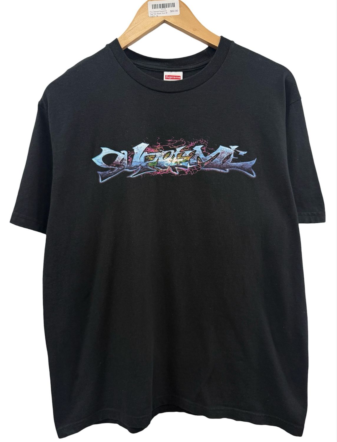 Pre Owned Supreme Tag Tee Black Size M FW25