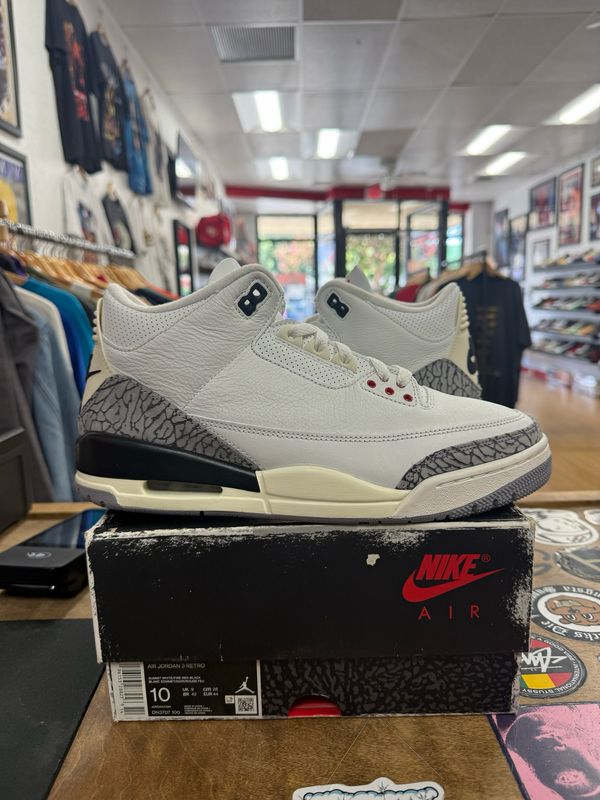Lightly Worn Jordan 3 Retro White Cement Reimagined Size 10