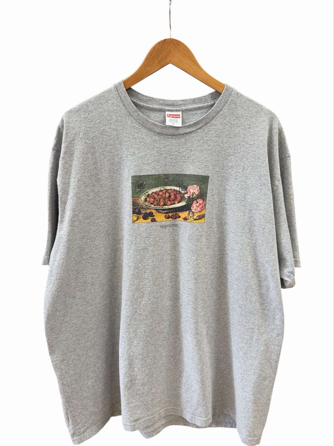 Supreme Strawberries Tee Heather Grey Size XL (WORN)