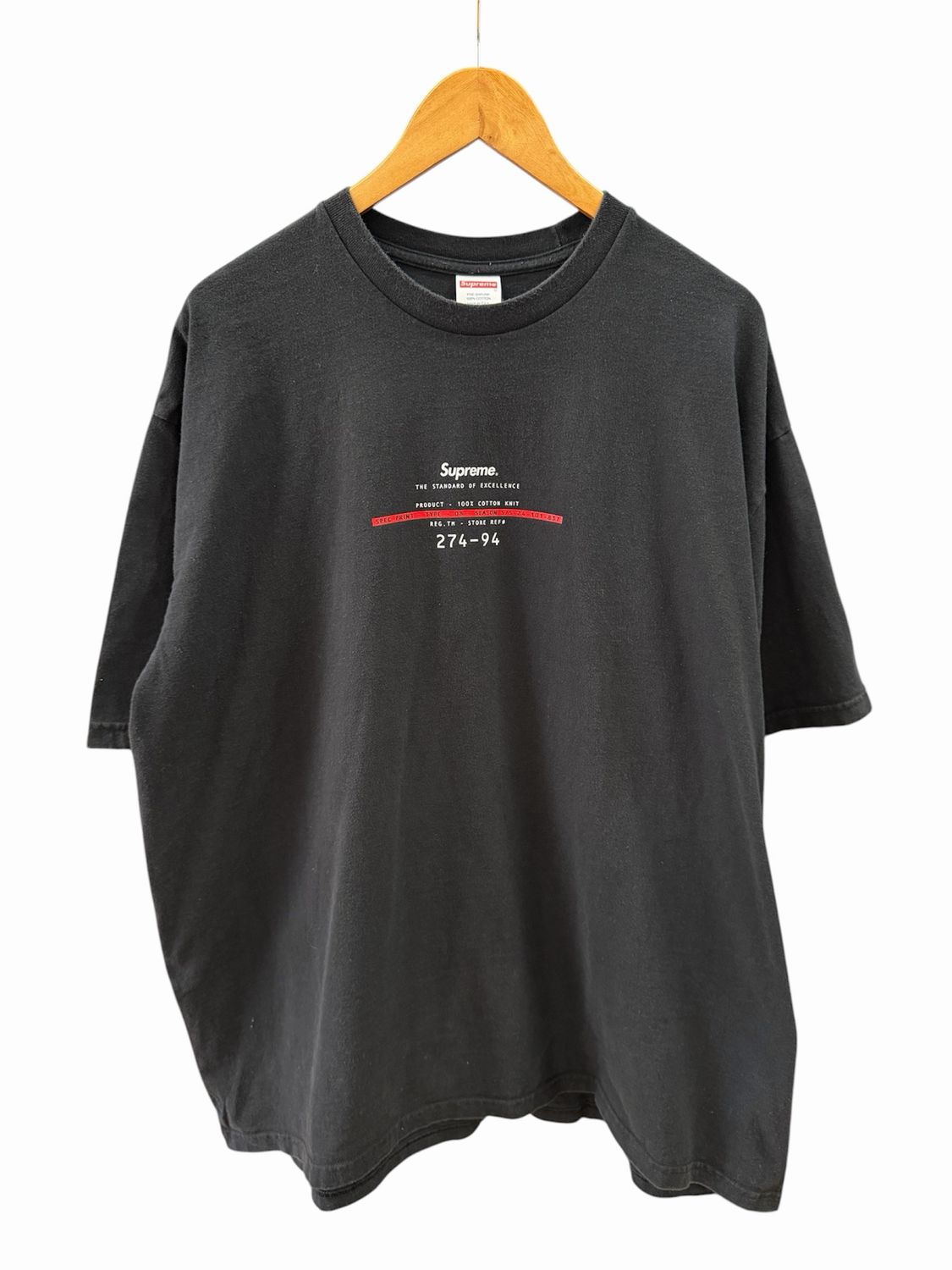 Supreme Standard Tee White Size XXL (WORN), Size: Black
