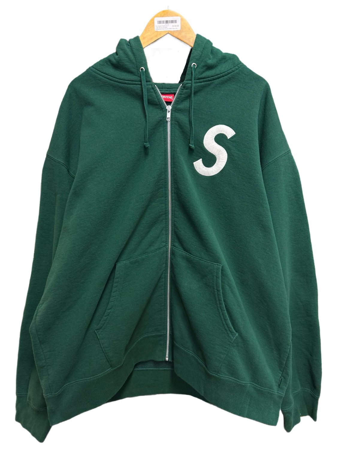 Pre Owned Supreme S Logo Zip Up Hooded Sweatshirt Dark Green FW23 Size 2XL