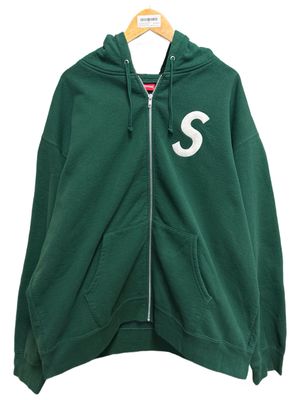 Pre Owned Supreme S Logo Zip Up Hooded Sweatshirt Dark Green FW23 Size 2XL