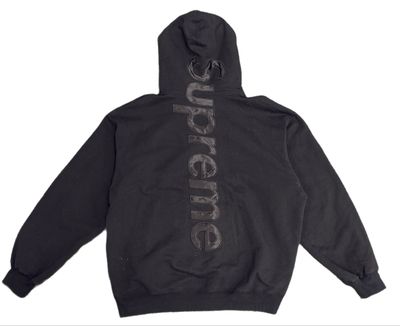 Pre Owned Supreme Satin Appliqué Hooded Sweatshirt (FW23) Size 2XL